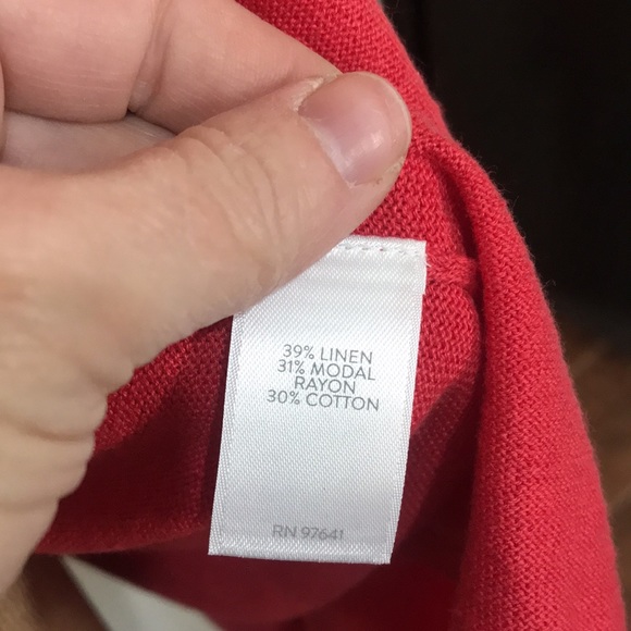 J. Jill Linen Blend Pink Raspberry Salmon Open Waterfall Cardigan Size 2X Casual - Picture 6 of 10